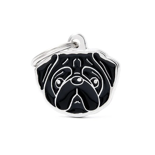 My Family USA Pet Tag - Dog Breeds - Pug - Black