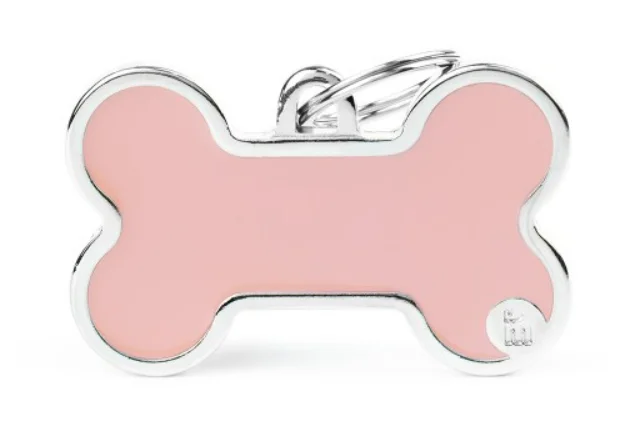 My Family USA Pet Tag - Handmade - Bone Pink - Large