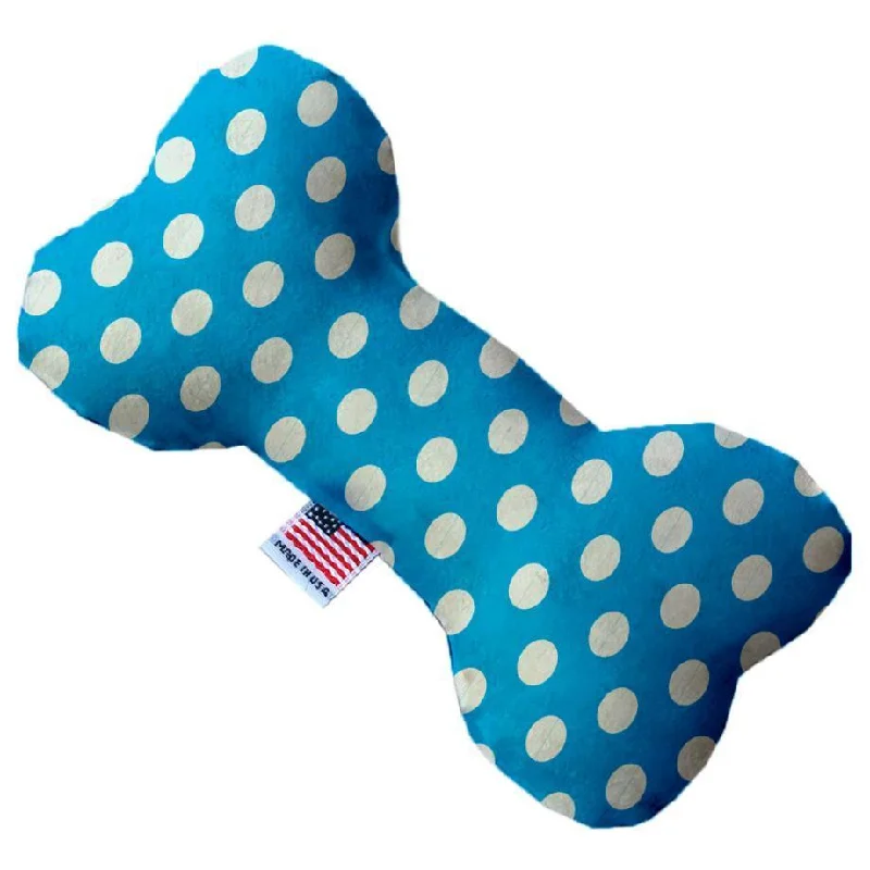 Plush Bone Dog Toy Aqua Blue Swiss Dots