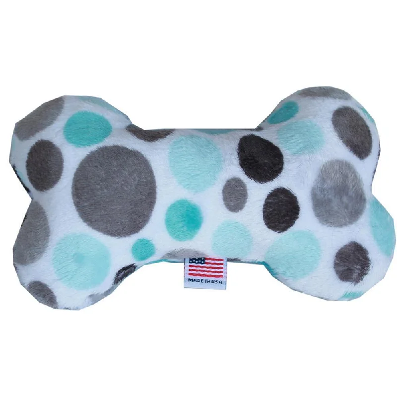 Plush Bone Dog Toy Aqua Party Dots