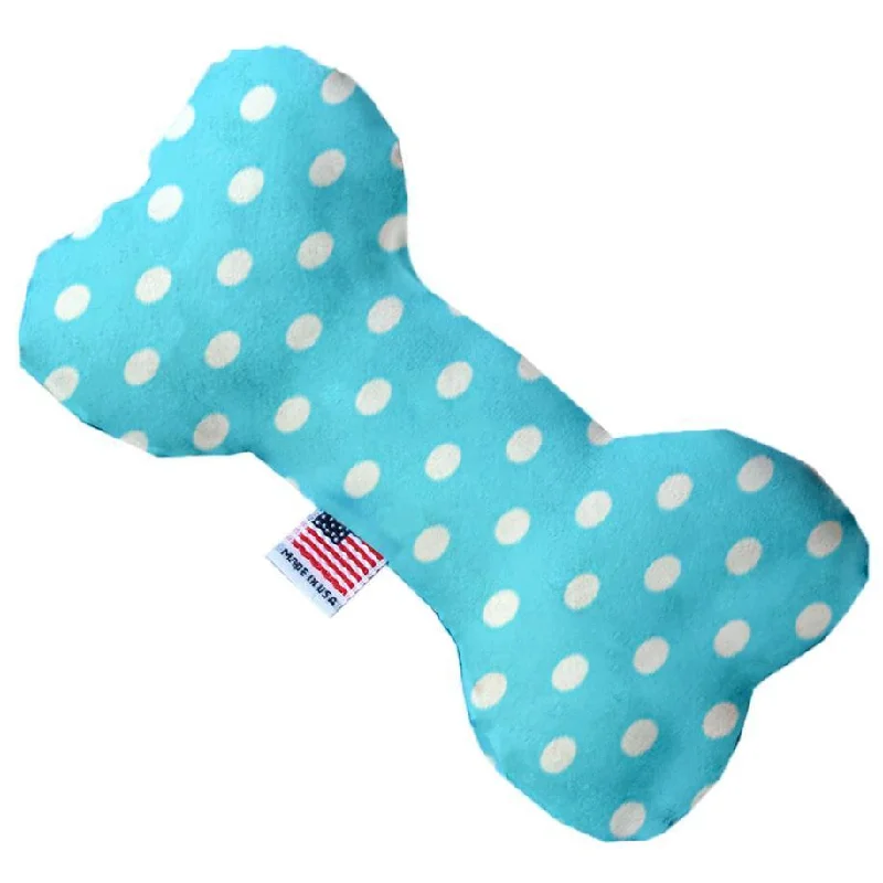 Plush Bone Dog Toy Aqua Polka Dots