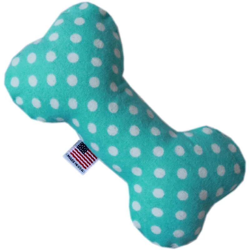 Plush Bone Dog Toy Aqua Swiss Dots