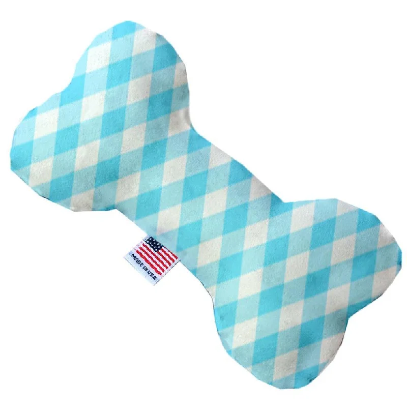 Plush Bone Dog Toy Baby Blue Plaid