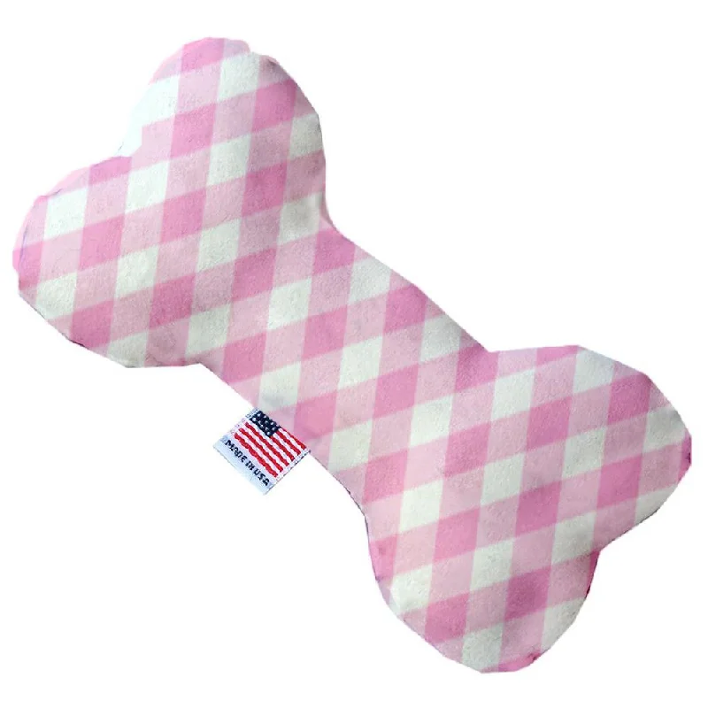 Plush Bone Dog Toy Baby Pink Plaid