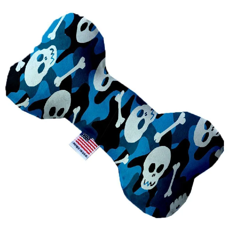 Plush Bone Dog Toy Blue Camo Skulls