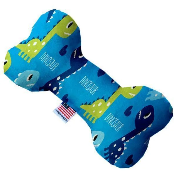 Plush Bone Dog Toy Blue Dinosaurs