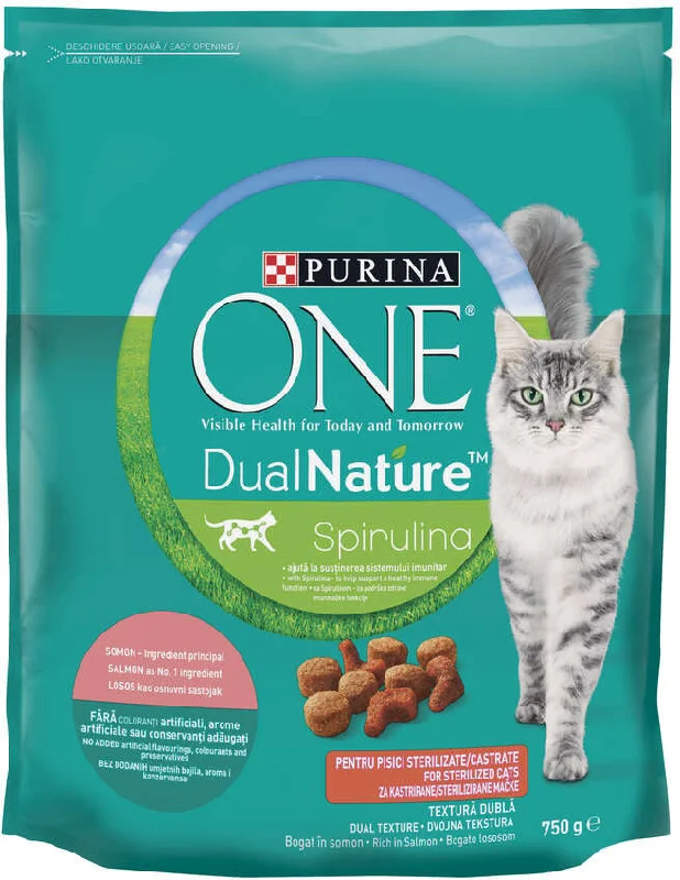 PURINA ONE DUAL NATURE cu SPIRULINA pt pisici sterilizate, cu Somon 750g