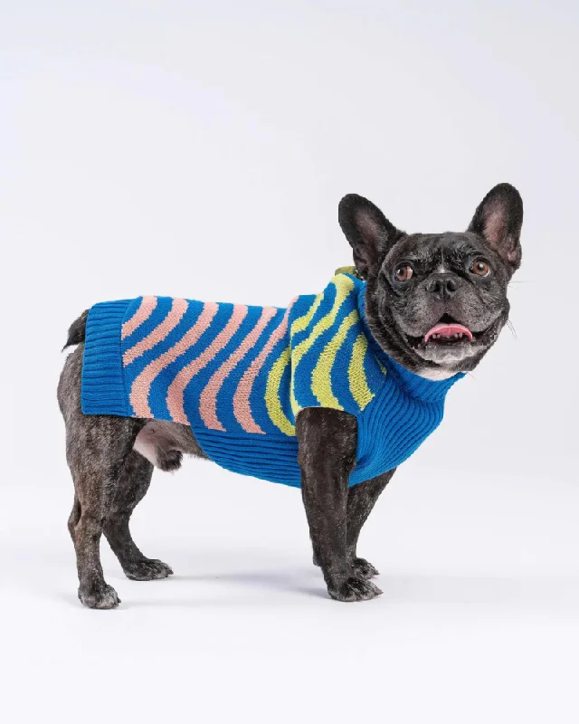 Sound Wave Dog Sweater in Lime & Cobalt (FINAL SALE)