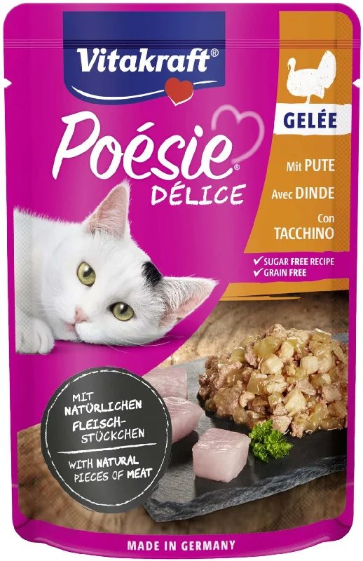 VITAKRAFT Poesie Delice Gelee Plic pentru pisici, cu Curcan în Aspic 85g