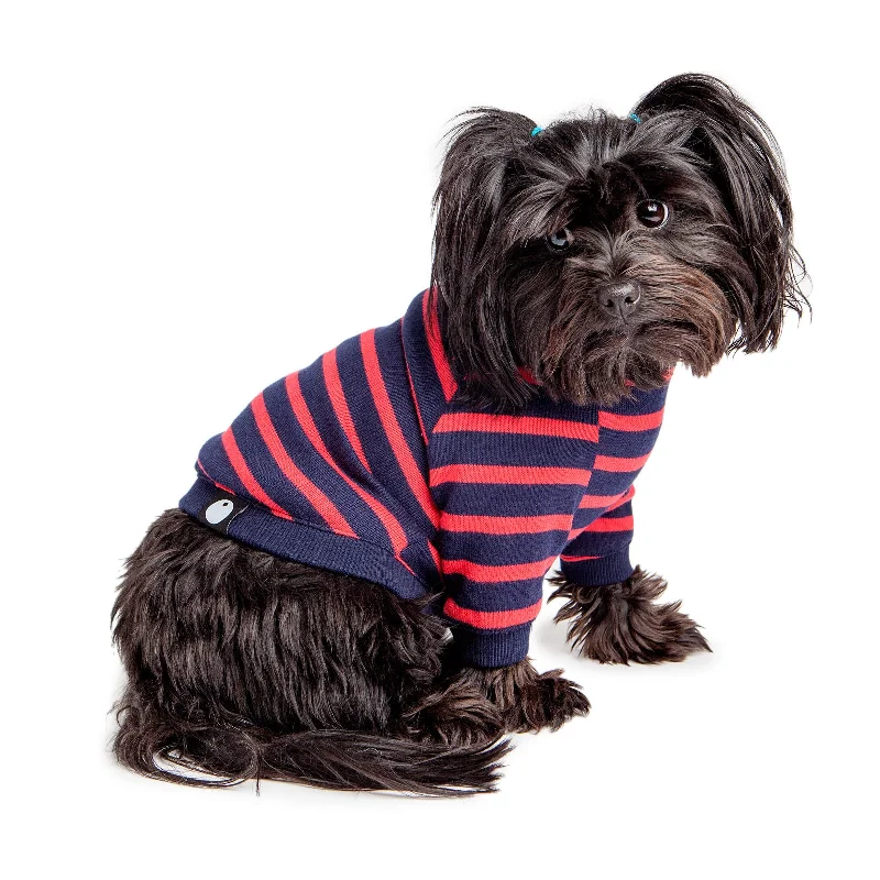 DOG & CO. | Cheeky Stripe Pullover in Navy & Red Small Stripe