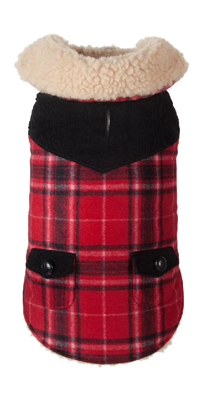 FAB DOG | Wool Plaid Shearling Jacket in Red (BIG DOG SALE)