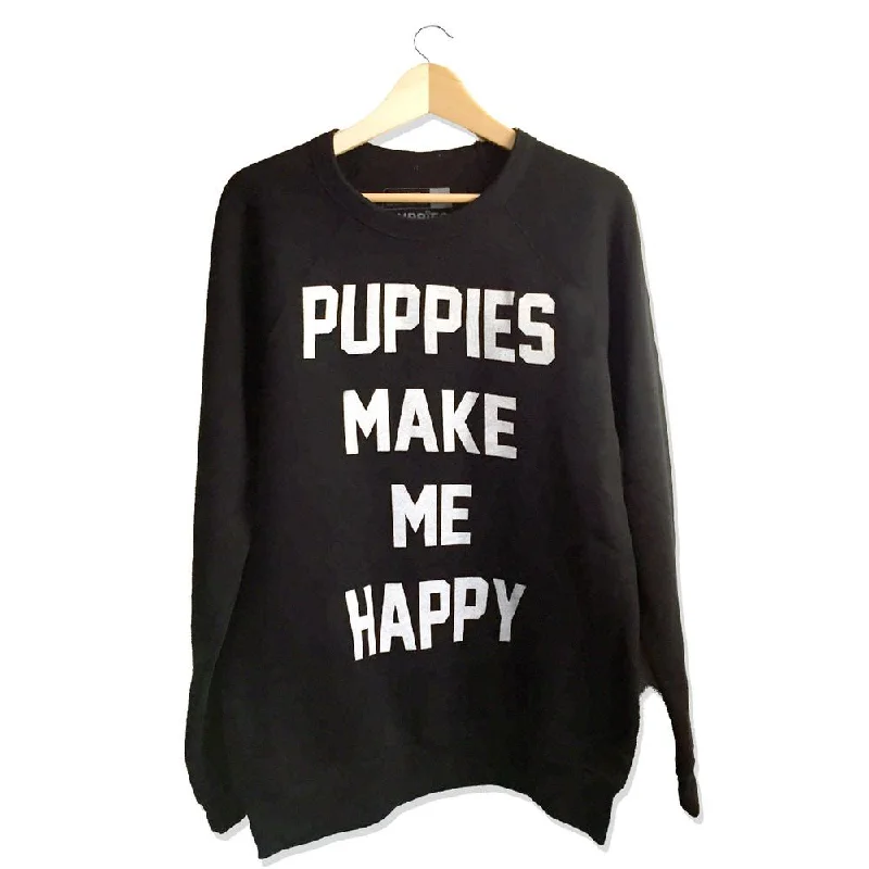 PUPPIES MAKE ME HAPPY | Crewneck Sweatshirt in Black